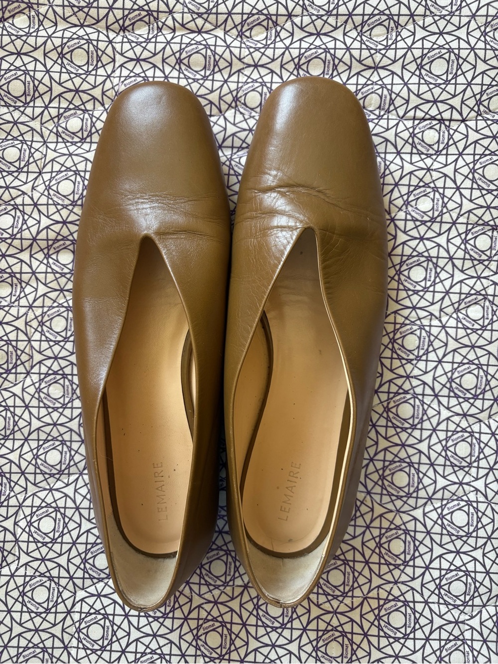 LEMAIRE Green Leather Glove Flats Shoes 39 9